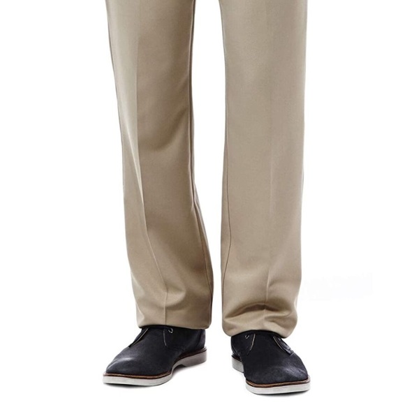 (1739) Haggar Men's Cool 18 Stria Hidden Expandable Waistband Plain Front Pant - Picture 5 of 8